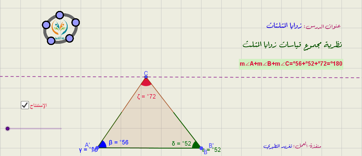 زوايا المثلثات -مفهوم مجموع زوايا المثلث